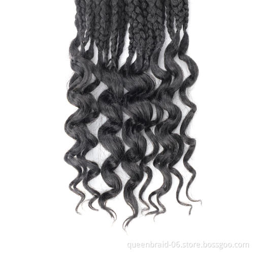 SMARTBRAID Wave Crochet Hair 24Inch Goddess Box Braids Crochet Braid Hair Extensions Ombre Synthetic Box Looped With Curly End
